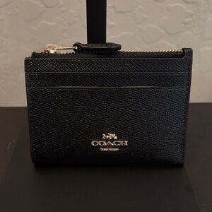 Coach Black Textured Leather Card Wallet